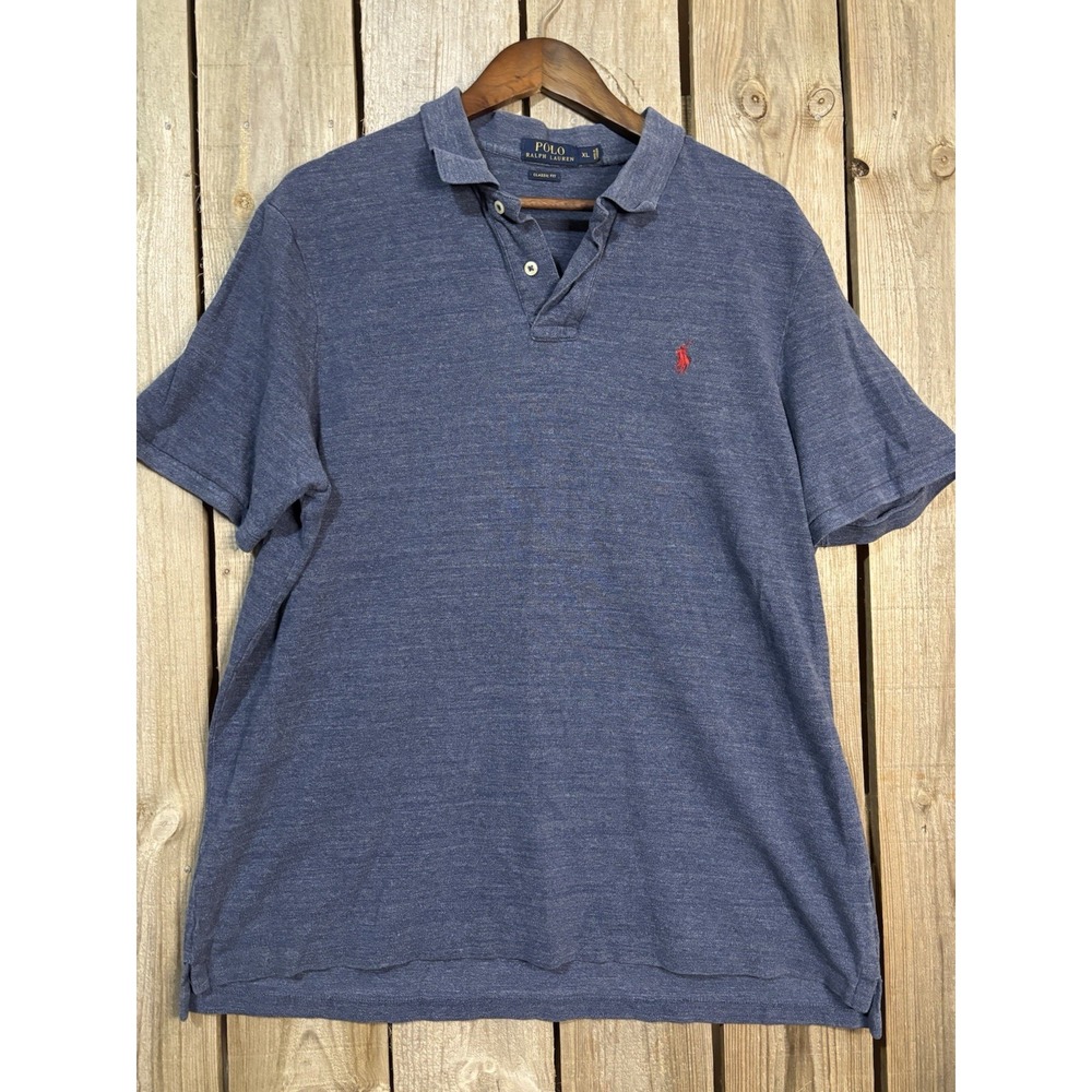 Polo Ralph Lauren Classic Fit Polo Shirt Men's XL Heathered Blue Cotton